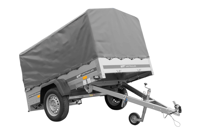 Remorque à un essieu 200x125 UNITRAILER GARDEN 201 KIPP avec châssis H-800 et bâche grise