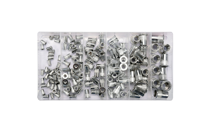 Jeu de 150 écrous à sertir en aluminium YATO YT-36460, tailles M3 à M10