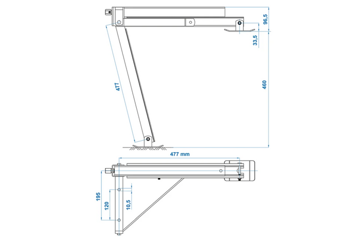 Support d'angle extensible ProPlus 361510, côté avant droit/arrière gauche de la remorque, capacité de charge 600 kg, hauteur 460 mm