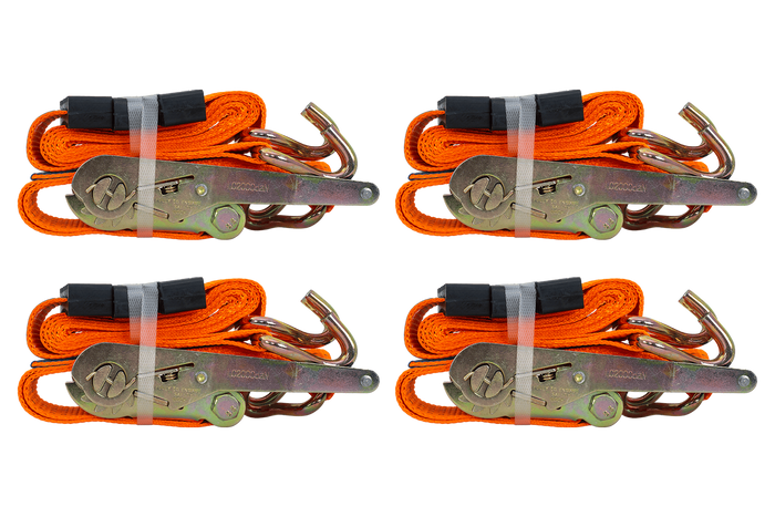 Jeu de quatre sangles de transport 3 points avec tendeur pour remorque UNITRAILER 3 m/50 mm/4 t orange