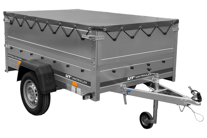 Remorque légère 200x125 UNITRAILER GARDEN 201 KIPP avec ridelles supplémentaires, châssis H-0 et bâche grise
