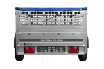 Remorque à un essieu 200x125 UNITRAILER GARDEN 201 KIPP avec côtés en filet, châssis H-0 et bâche bleue