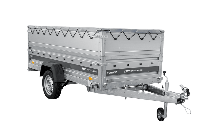 Remorque à un essieu sur ressorts 264x125 UNITRAILER FORCE 264/R KIPP avec côtés BIS, châssis H-0 et bâche grise