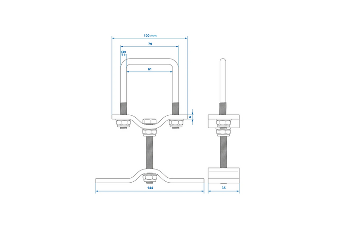 Support de roue de secours ProPlus pour remorque, profilé 60x60 mm