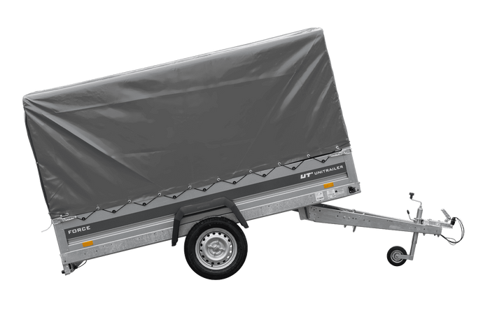 Remorque porte-voitures 264x125 UNITRAILER FORCE 264 KIPP avec châssis H-1100 et bâche grise