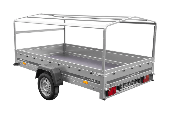 Remorque à essieu simple 264x150 UNITRAILER GARDEN 265 KIPP avec châssis H-800 et bâche grise