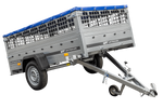 Remorque légère 230x125 UNITRAILER GARDEN 230 KIPP avec côtés en filet, châssis H-0 et bâche bleue