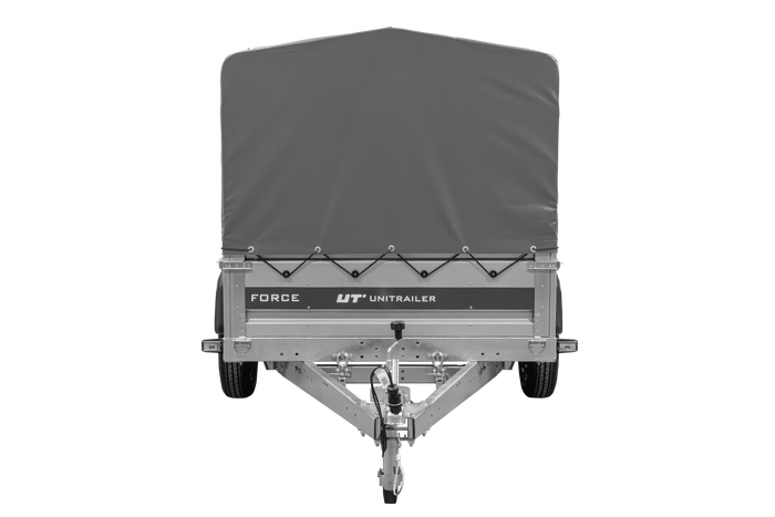 Remorque porte-voitures sur ressorts 230x125 UNITRAILER FORCE 230/R KIPP avec châssis H-800 et bâche grise