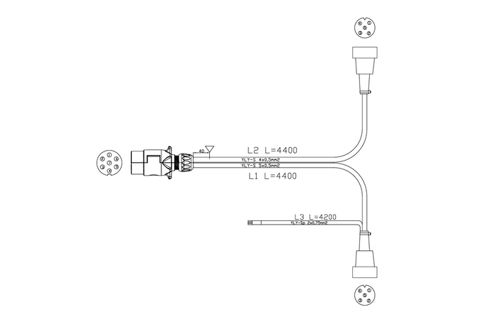 Faisceau électrique MANTES pour remorque de bateau, 4,4 m, prise 7 broches, 2 baïonnettes 5 broches