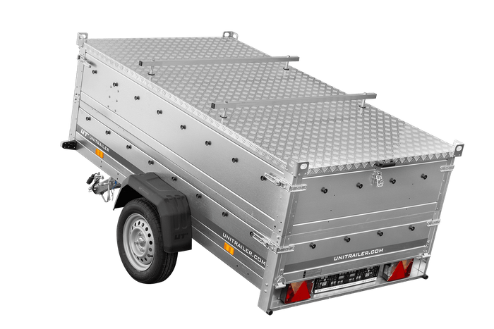 Remorque à un essieu 230x125 UNITRAILER GARDEN 230 KIPP avec côtés BIS et bâche en aluminium