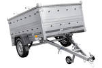 Remorque à un essieu sur ressorts 230x125 UNITRAILER GARDEN 230/R KIPP avec ridelles supplémentaires et capot en aluminium