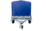 Remorque à un essieu 200x106 UNITRAILER GARDEN 200 KIPP avec châssis H-800 et bâche bleue