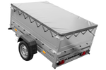 Remorque légère 200x125 UNITRAILER GARDEN 201 KIPP avec ridelles supplémentaites et bâche grise