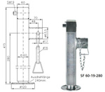 Béquille extensible avec manivelle et adaptateur WINTERHOFF SF60-19-280 pour remorque plateau 1300 kg 415-655 mm