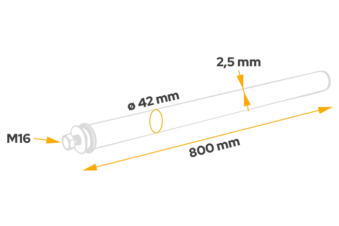 Tube droit pour montage du garde-boue DOMAR DK8022, diamètre du support 42 mm