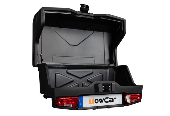 Coffre de rangement Towbox EVO gris classique - coffre à bagages monté sur attelage