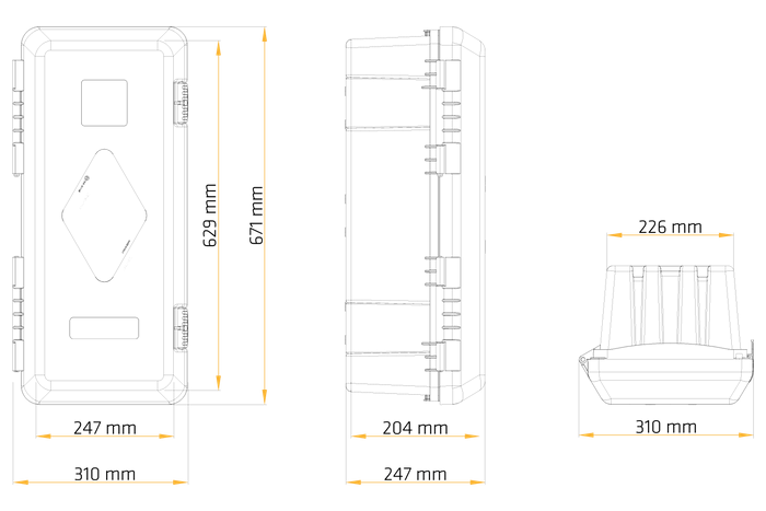 Coffret extincteur 6 kg DAKEN 82020 ADAMANT 671x310x247mm rouge