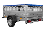 Remorque porte-voitures sur ressorts 200x125 UNITRAILER GARDEN 201/R KIPP avec côtés en filet, châssis H-0 et bâche bleue