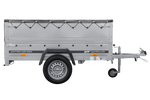 Remorque mono-essieu 200x106 UNITRAILER GARDEN 200 KIPP avec ridelles BIS, châssis H-0 et bâche grise
