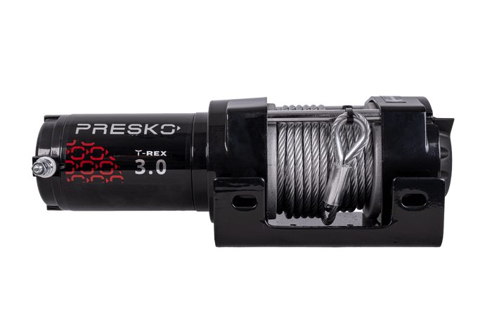 Treuil électrique pour remorque PRESKO T-REX 3.0 12V 1360 kg avec câble en acier de 11 m