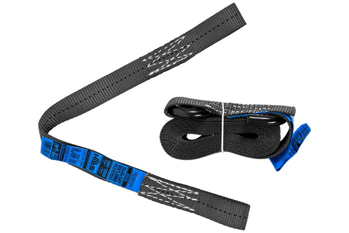 Ensemble de deux sangles de transport HILLS 3 m/25 mm/1 t avec tendeur et deux harnais de 0,45 m pour la fixation de la moto