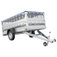 Remorque à un essieu 264x125 UNITRAILER FORCE 264 KIPP avec ridelles grillagées, châssis H-0 et bâche bleue