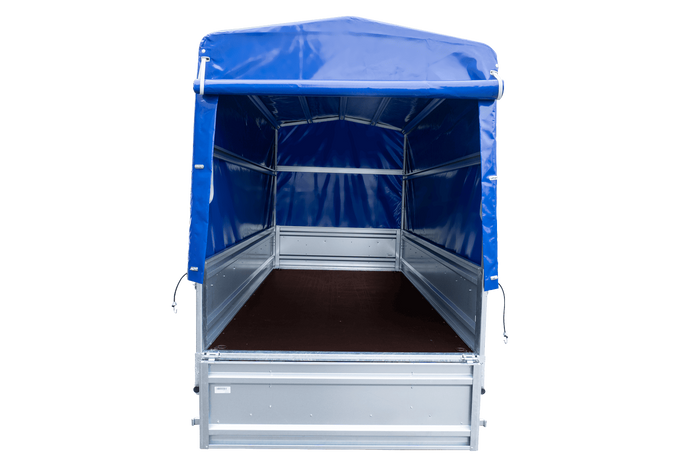 Remorque porte-voitures 264x125 UNITRAILER FORCE 264 KIPP avec châssis H-1100 et bâche bleue
