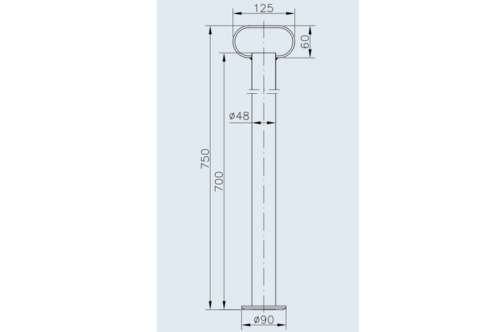 Béquille, support fixe WINTERHOFF RSR48-700 pour remorque plateau 150 kg, 48 mm x 700 mm