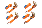 Ensemble de quatre courroies de transport UNITRAILER orange 4 m/35 mm/2 t avec tendeur
