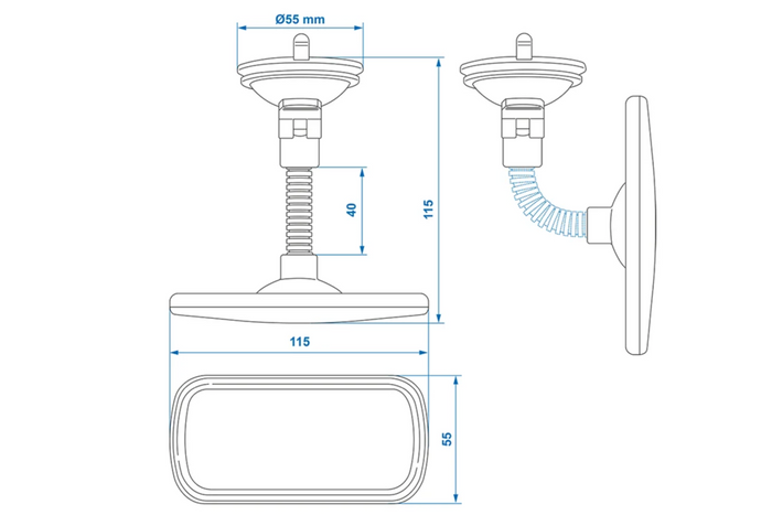 Rétroviseur panoramique ProPlus 750641 avec support et ventouse 55 x 115 mm