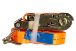Ensemble de quatre courroies de transport UNITRAIER orange 8 m/25 mm/1 t avec tendeur