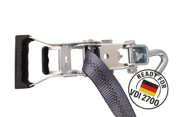 Lot de quatre sangles de transport, d'arrimage pour remorque HEFFA CARLINE 130, fixation des roues 2,8 m/35 mm/3 t VDI 2700