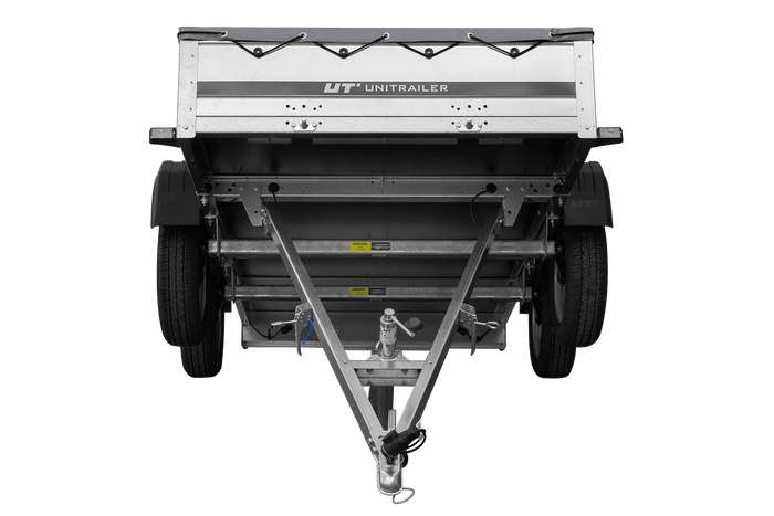 REMORQUE UNITRAILER 264/2 KIPP AVEC ROUE JOCKEY, TIGE DE SUPPORT DE BÂCHE ET BÂCHE PLATE GRISE