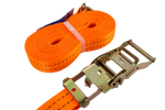 Ensemble de quatre courroies de transport UNITRAIER 10 m/35 mm/2 t orange avec tendeur