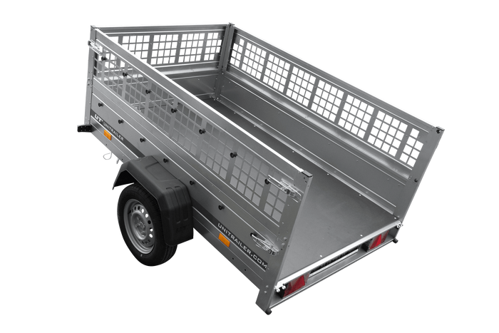 Remorque à un essieu 200x125 UNITRAILER GARDEN 201 KIPP avec ridelles grillagées