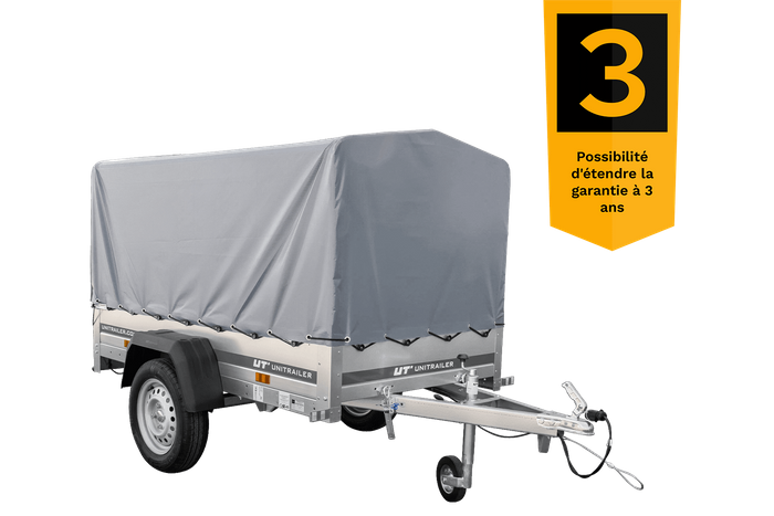 Remorque porte-voitures 200x106 UNITRAILER GARDEN 200 KIPP avec châssis H-800 et bâche grise