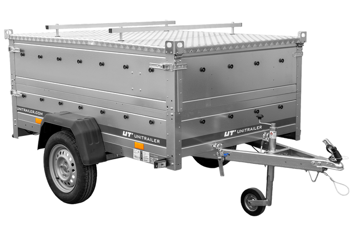 Remorque légère 200x125 UNITRAILER GARDEN 201 KIPP avec ridelles supplémentaires et bâche en aluminium