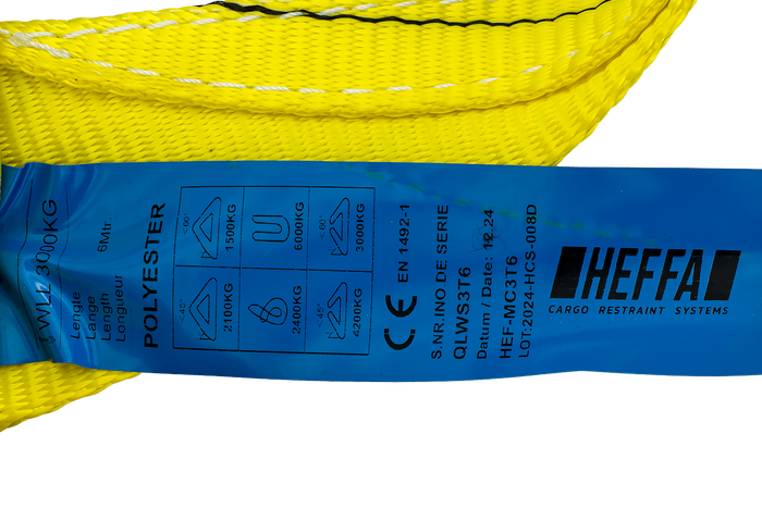 Sangle, elingue de levage HEFFA 6 m/90 mm/3 t avec boucles