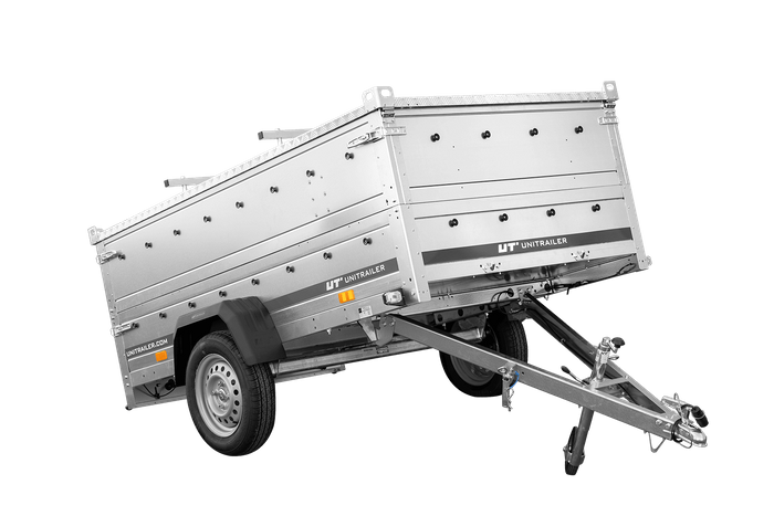 Remorque à un essieu 230x125 UNITRAILER GARDEN 230 KIPP avec côtés BIS et bâche en aluminium