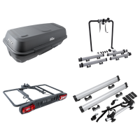 Plateforme avec coffre de remorquage + adaptateur pour le transport de 3 vélos Inter Pack Re-Cargo