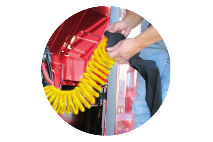 Gaine spiralée LAMPA Truck-Tights pour câbles, référence 97170, souple, rouge, 220 cm de diamètre, 11 cm de hauteur.