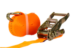 Ensemble de quatre courroies de transport UNITRAIER orange 8 m/25 mm/1 t avec tendeur