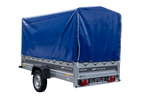 Remorque porte-voitures 264x125 UNITRAILER FORCE 264 KIPP avec châssis H-1100 et bâche bleue
