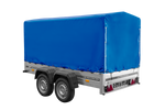Remorque à deux essieux 264x125 UNITRAILER GARDEN TRAILER 264/2 KIPP avec châssis H-1100 et bâche bleue