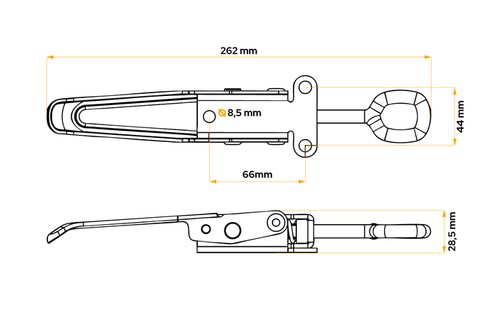 Verrou, fermeture excentrique d'attelage latéral de remorque KNOTT 6S5684.001