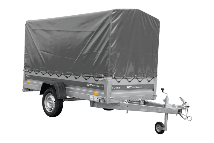 Remorque porte-voitures 264x125 UNITRAILER FORCE 264 KIPP avec châssis H-1100 et bâche grise