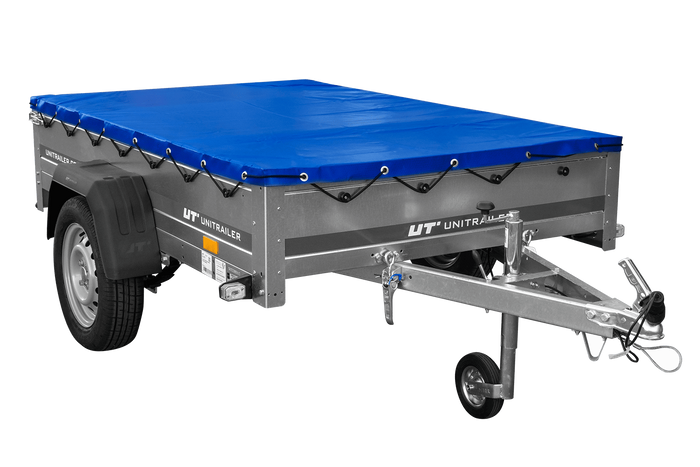 Remorque sur ressorts 200x125 UNITRAILER GARDEN 201/R KIPP avec châssis H-0 et bâche bleue