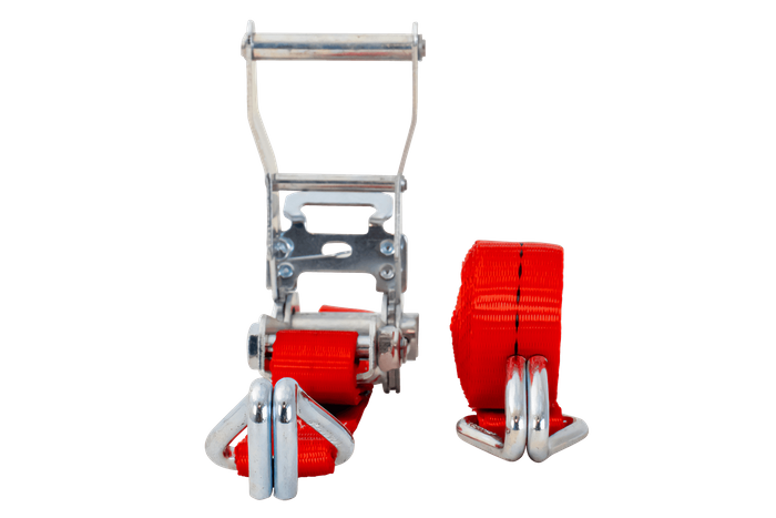 Ensemble de quatre sangles de transport UNITRAIER avec tendeur 4 m/25 mm/1 t rouge