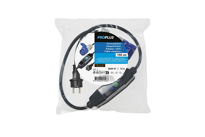 Câble adaptateur Schuko/CEE ProPlus 373589V01DE disjoncteur différentiel 150 cm