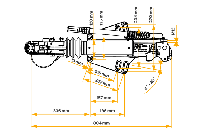 Dispositif de freinage AL-KO UN3500 avec attelage AK351 pour remorque de 3500 kg avec timon en V